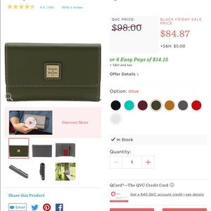 Dooney & Bourke Smooth Leather Flap Wallet - Olive